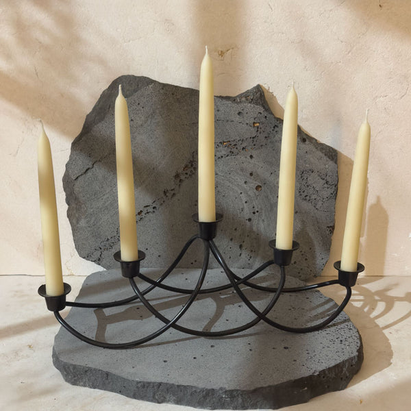 Georg Jensen Style · Pre-loved Candle Holder and 10 x Pure Beeswax Candles