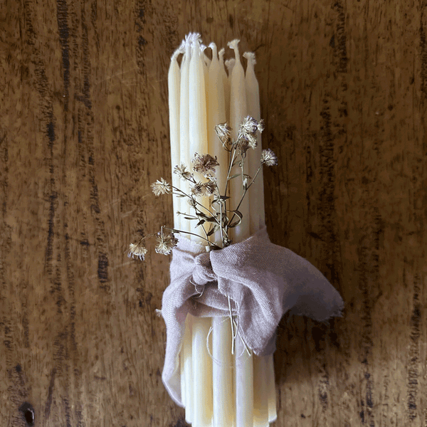 Unique & Limited · Beeswax Hand Dipped Tapers · 1cm x 20cm