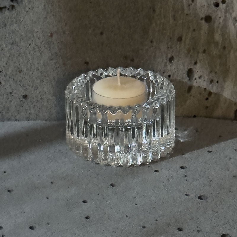 Glass Candle Holder- Reversible Ripple Circular Disc