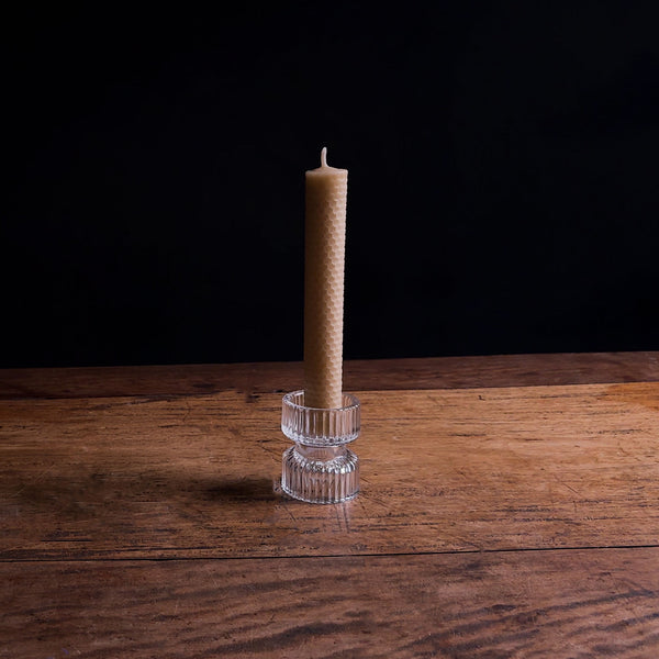 Glass Candle Holder-Reversible Ridge