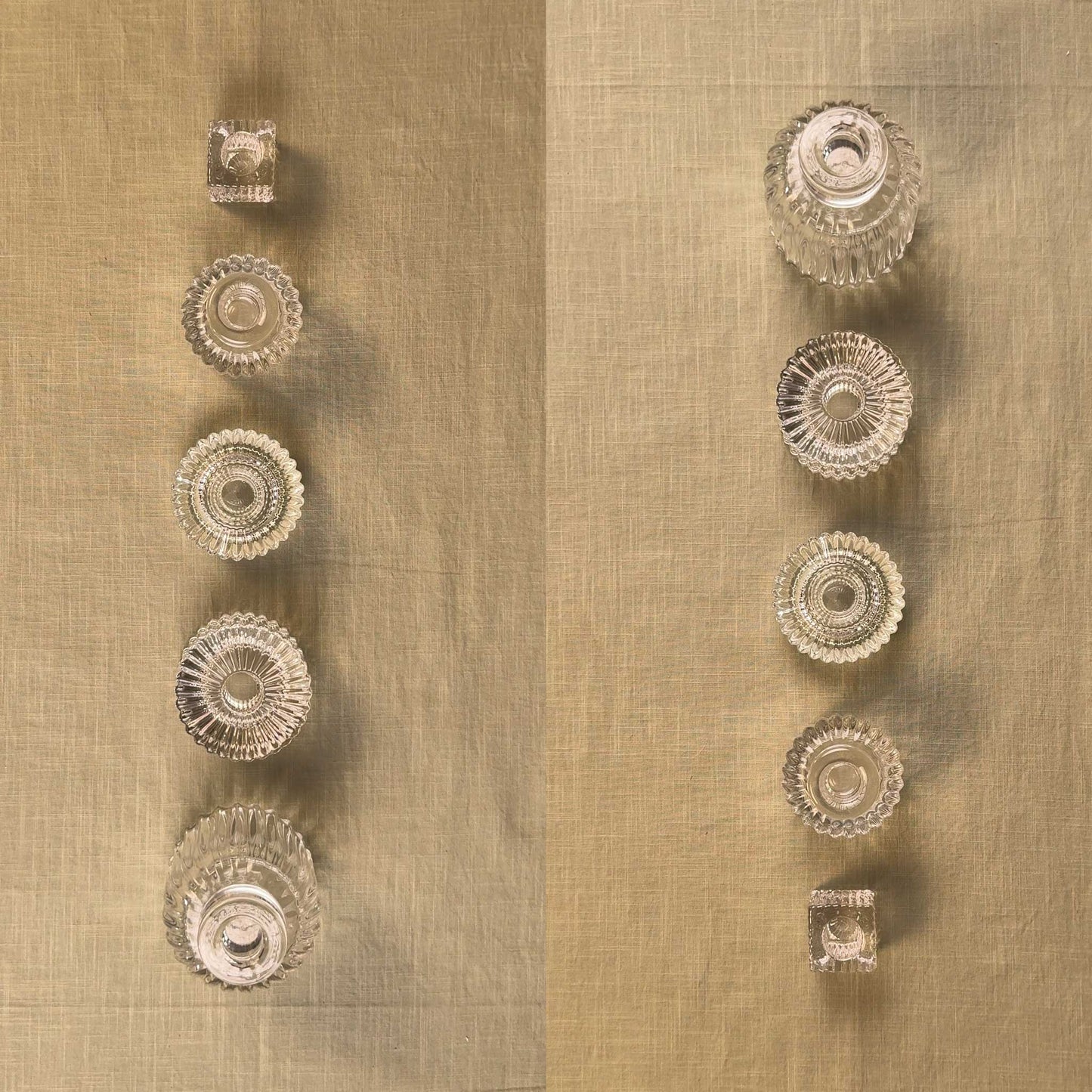 Glass Candle Holder- Reversible Ripple Circular Disc