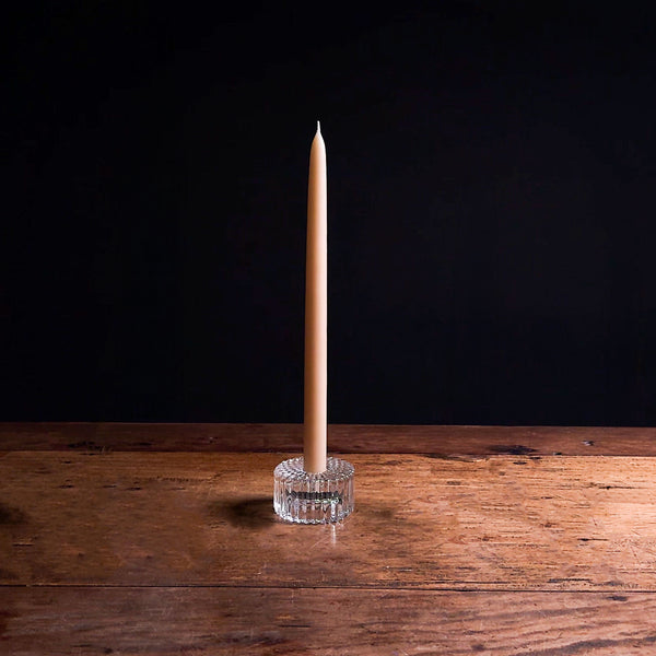 Glass Candle Holder- Reversible Ripple Circular Disc