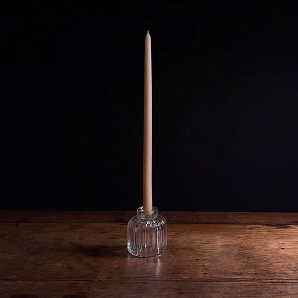 Glass Candle Holder- Reversible Ripple