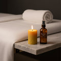 Statement · Pure Beeswax 7cm Pillar Candle · Warm Natural Golden Light