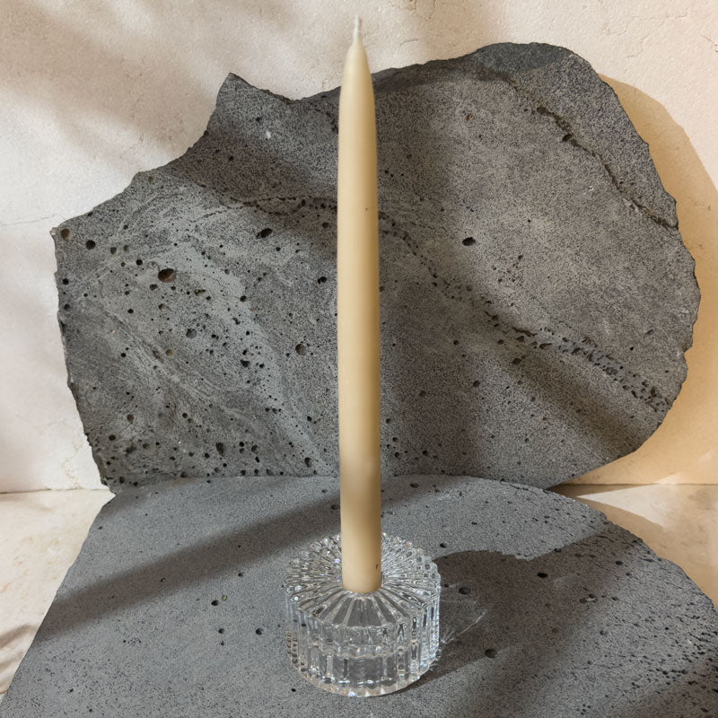 Glass Candle Holder- Reversible Ripple Circular Disc