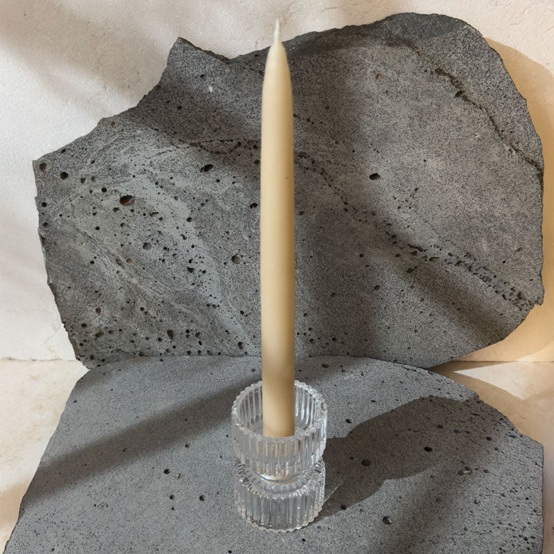 Glass Candle Holder-Reversible Ridge