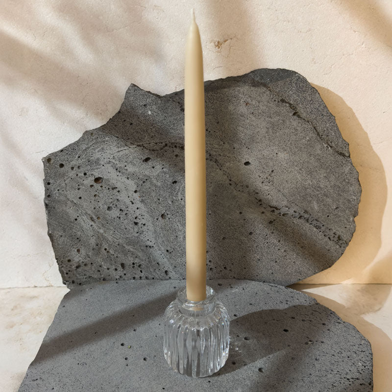 Glass Candle Holder- Reversible Ripple