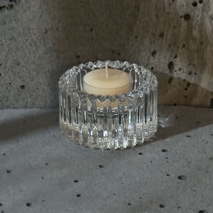 Glass Candle Holder- Reversible Ripple Circular Disc