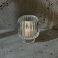 Glass Candle Holder- Reversible Ripple