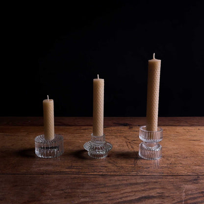 Glass Candle Holder- Reversible Ripple