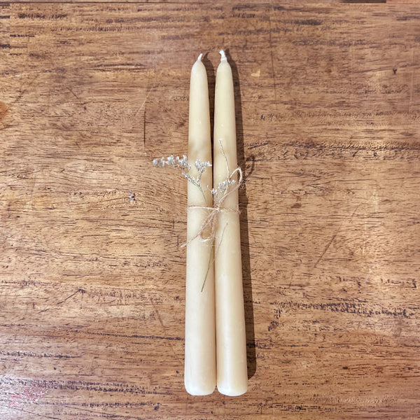 Unique & Limited · Beeswax Dinner Tapers · 16 Hours of Warm Golden Light