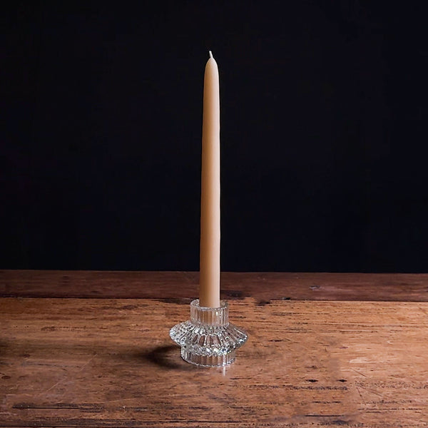 Glass Candle Holder- Reversible Ripple Flower