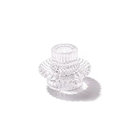 Glass Candle Holder- Reversible Ripple Flower
