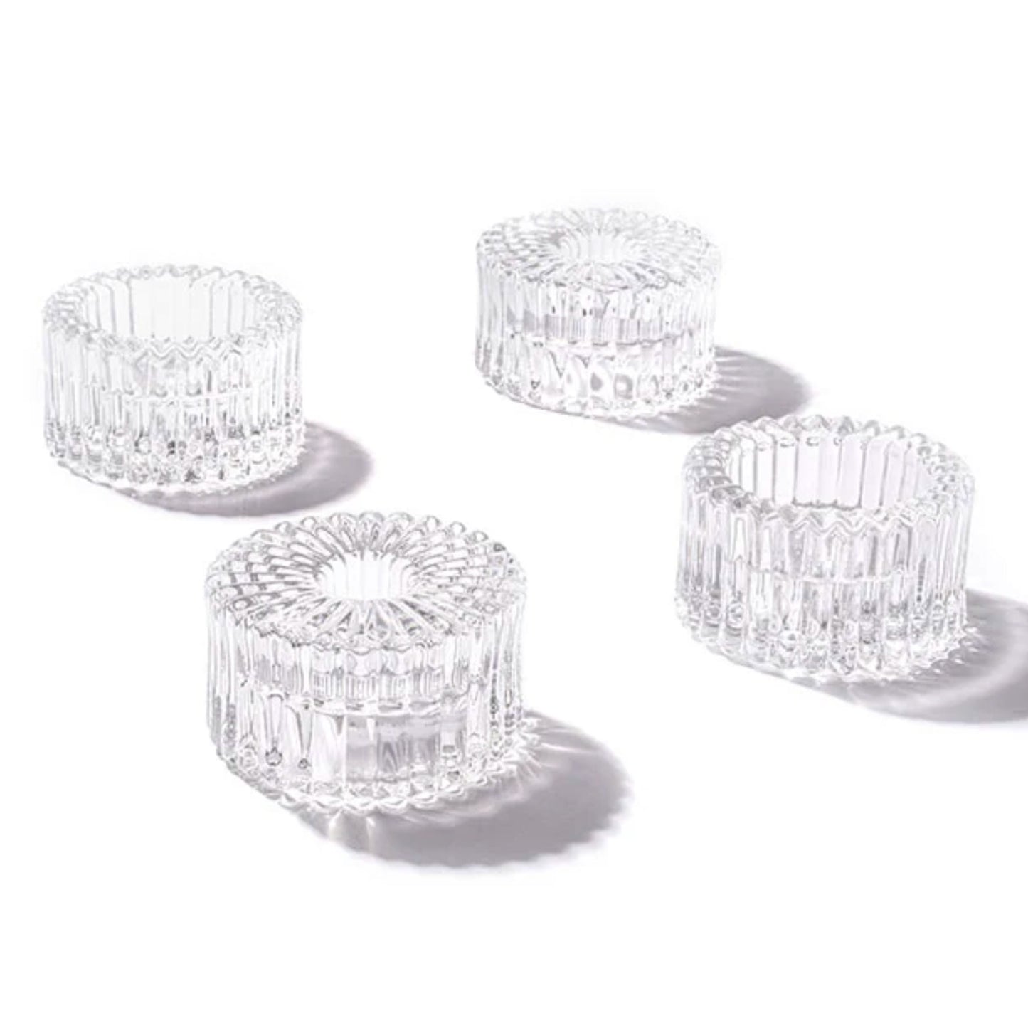 Glass Candle Holder- Reversible Ripple Circular Disc
