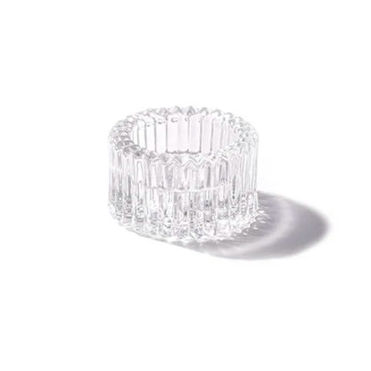 Glass Candle Holder- Reversible Ripple Circular Disc