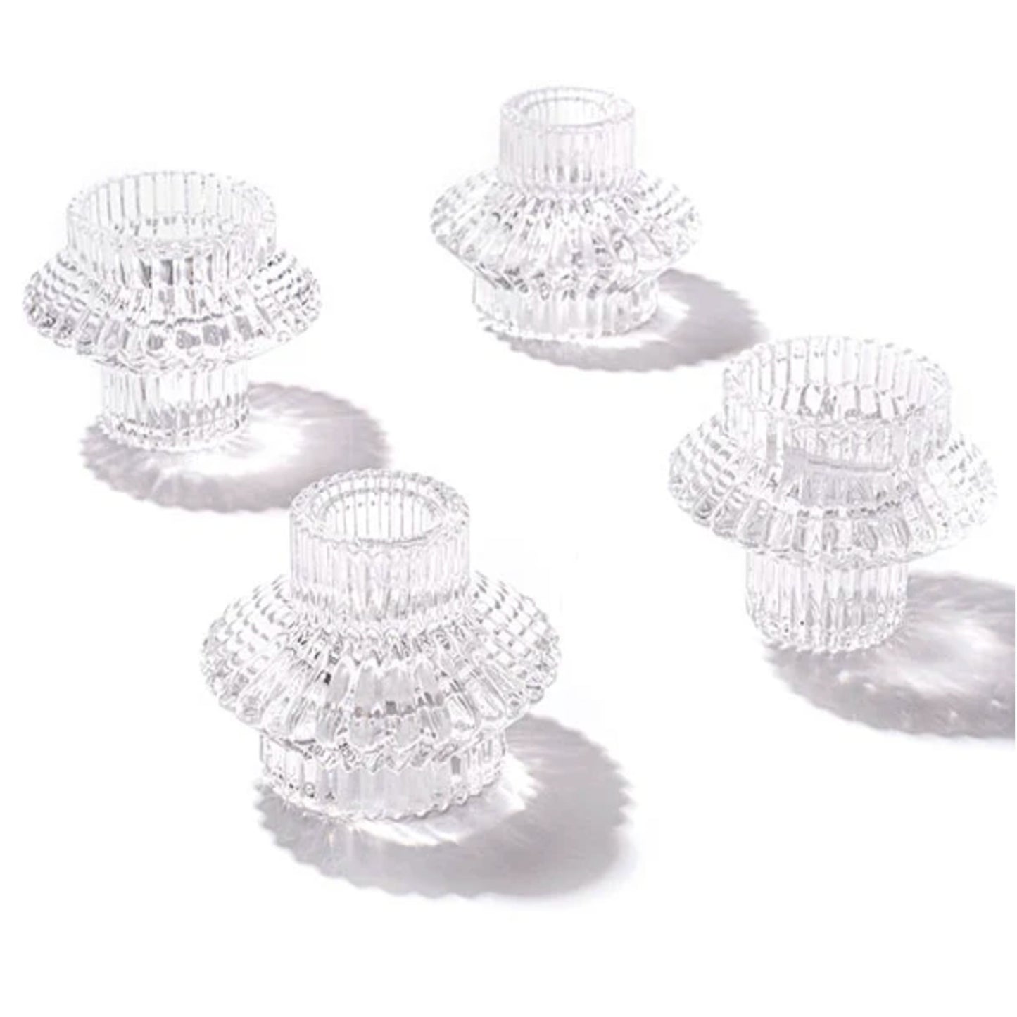 Glass Candle Holder- Reversible Ripple Flower