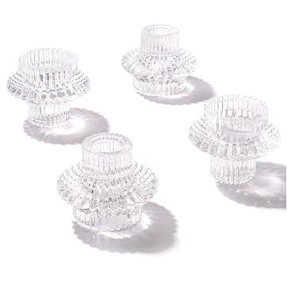 Glass Candle Holder- Reversible Ripple Flower
