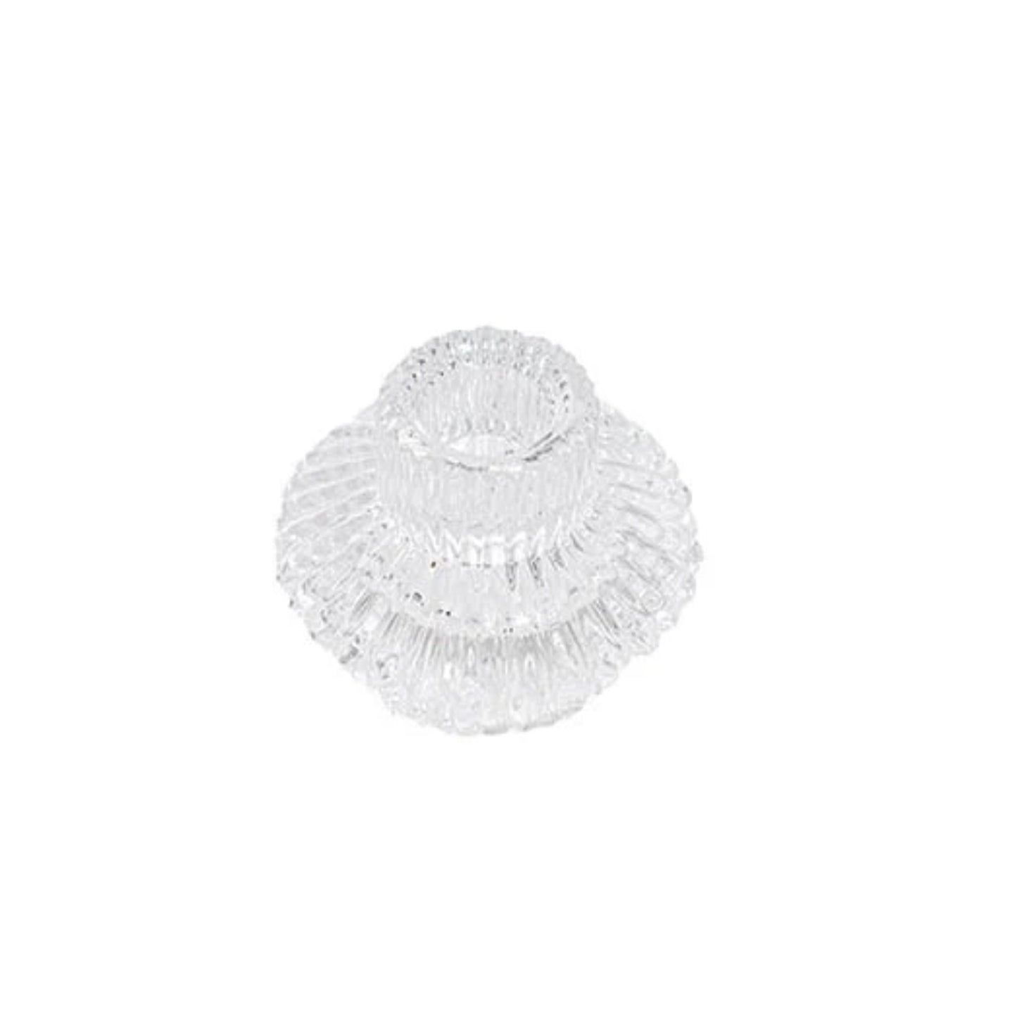 Glass Candle Holder- Reversible Ripple Flower