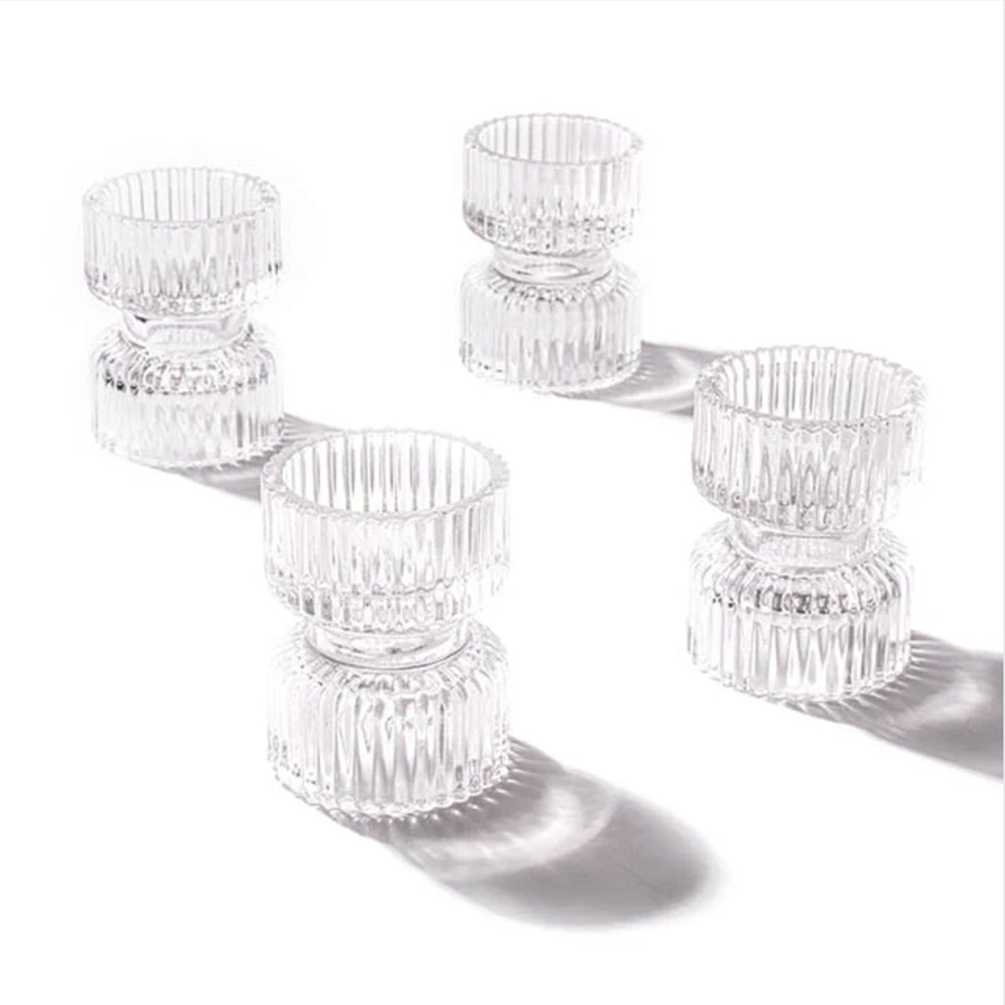 Glass Candle Holder-Reversible Ridge