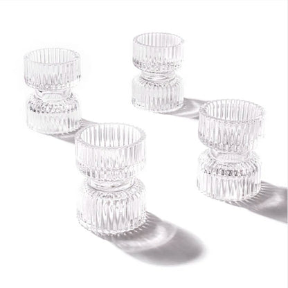 Glass Candle Holder-Reversible Ridge