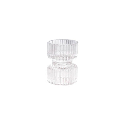 Glass Candle Holder-Reversible Ridge