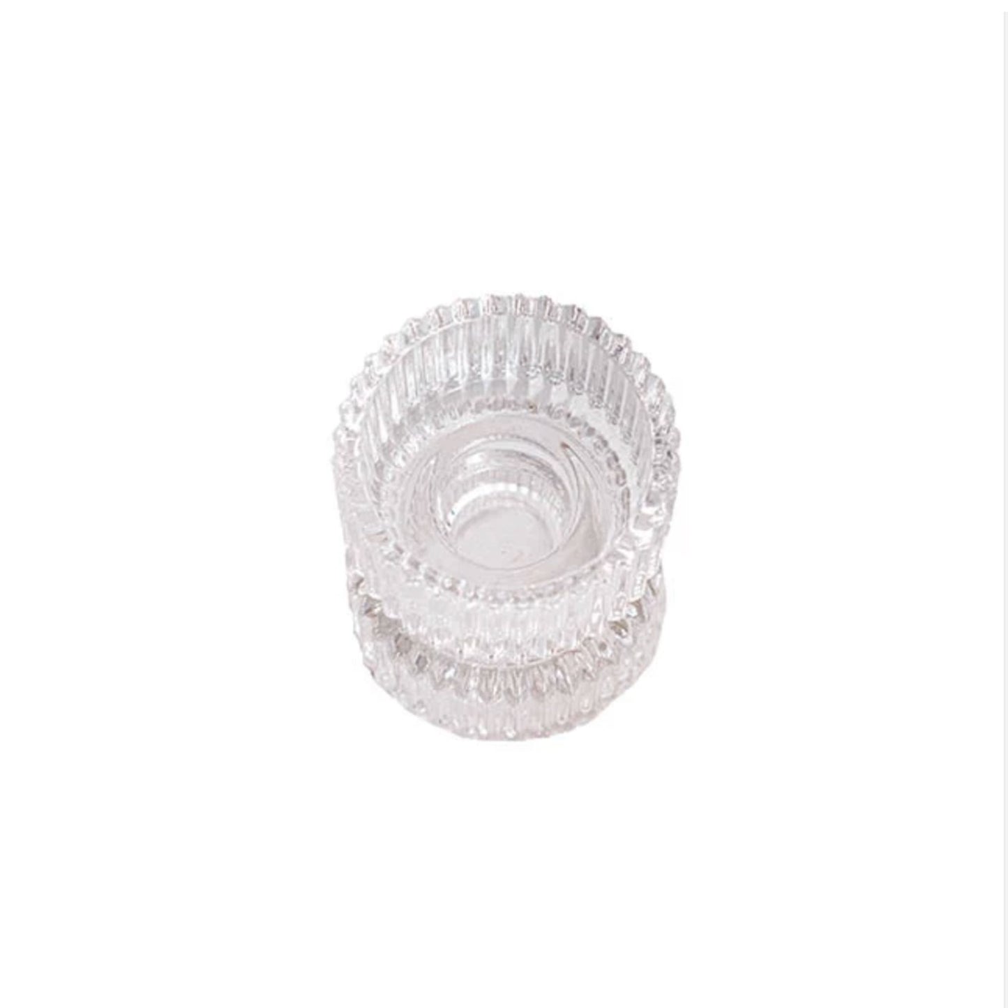 Glass Candle Holder-Reversible Ridge