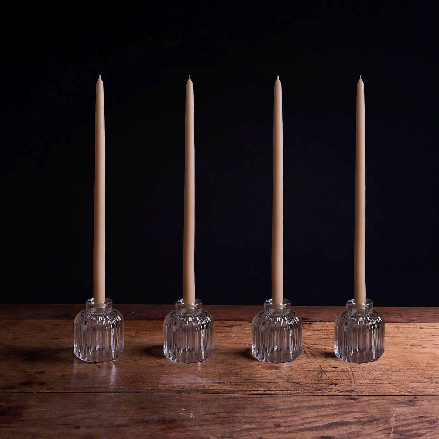 Glass Candle Holder- Reversible Ripple