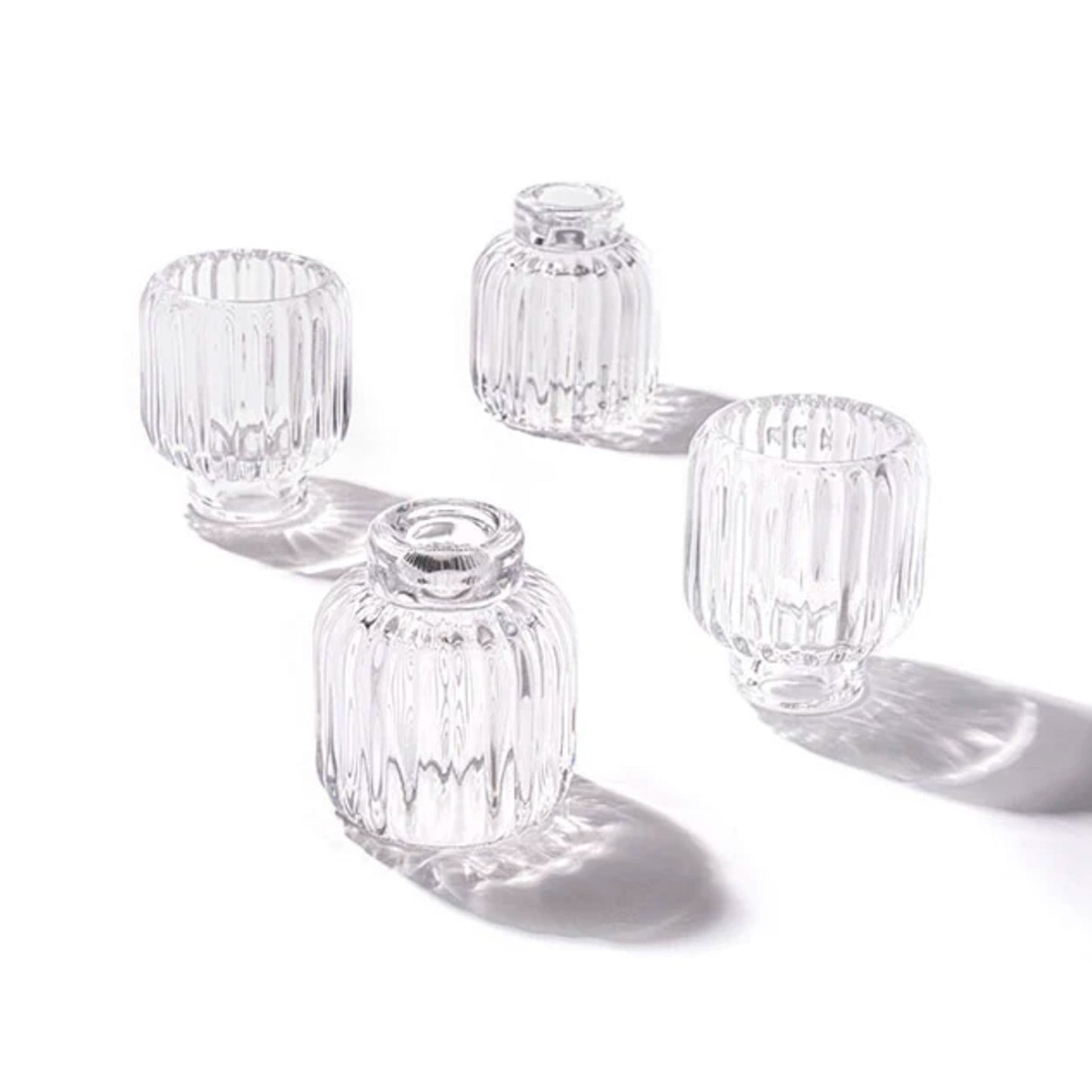Glass Candle Holder- Reversible Ripple