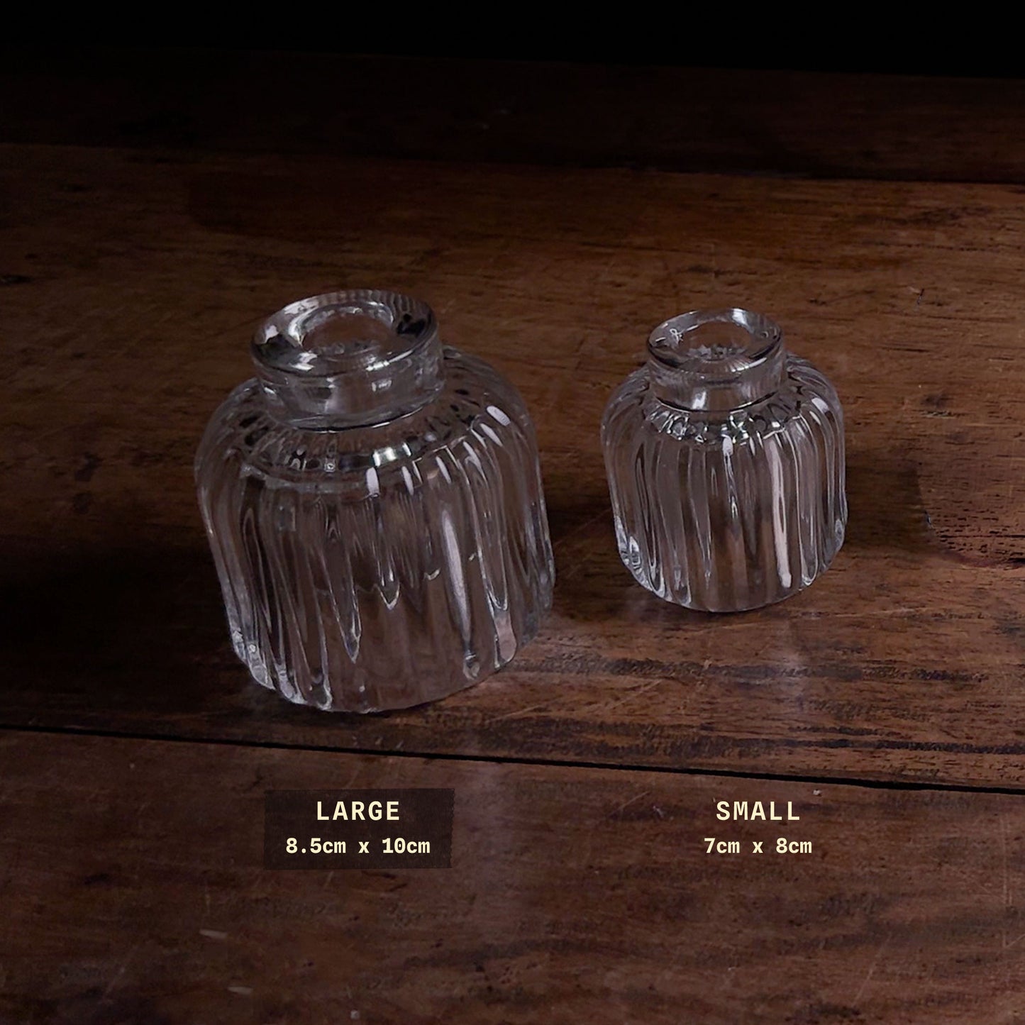 Glass Candle Holder- Reversible Ripple