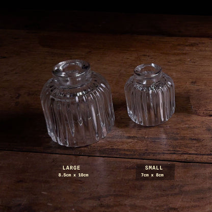 Glass Candle Holder- Reversible Ripple